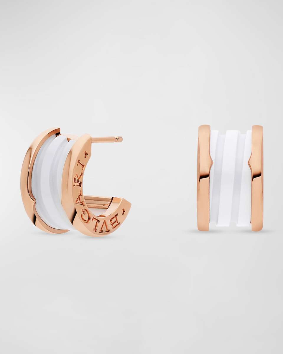 B. Zero1 18K Rose Gold & White Ceramic Earrings